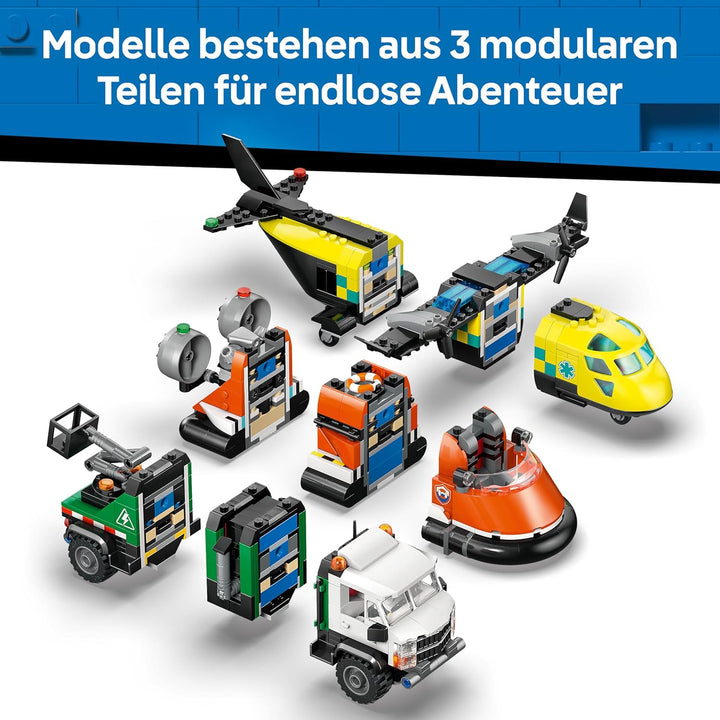LEGO City Kombinationsset mit Flugzeug, Wartungsfahrzeug und Luftkissenboot - Spielzeug Fahrzeug - M