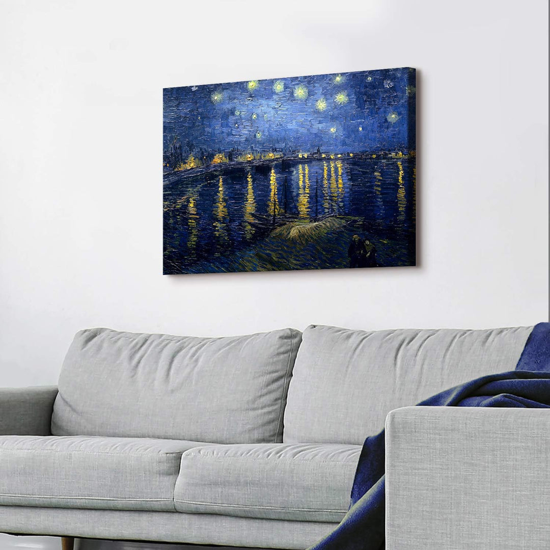 PICANOVA – Vincent Van Gogh Starry Night Over The Rhone 80x60 cm – Bild auf Leinwand – Leinwandbild