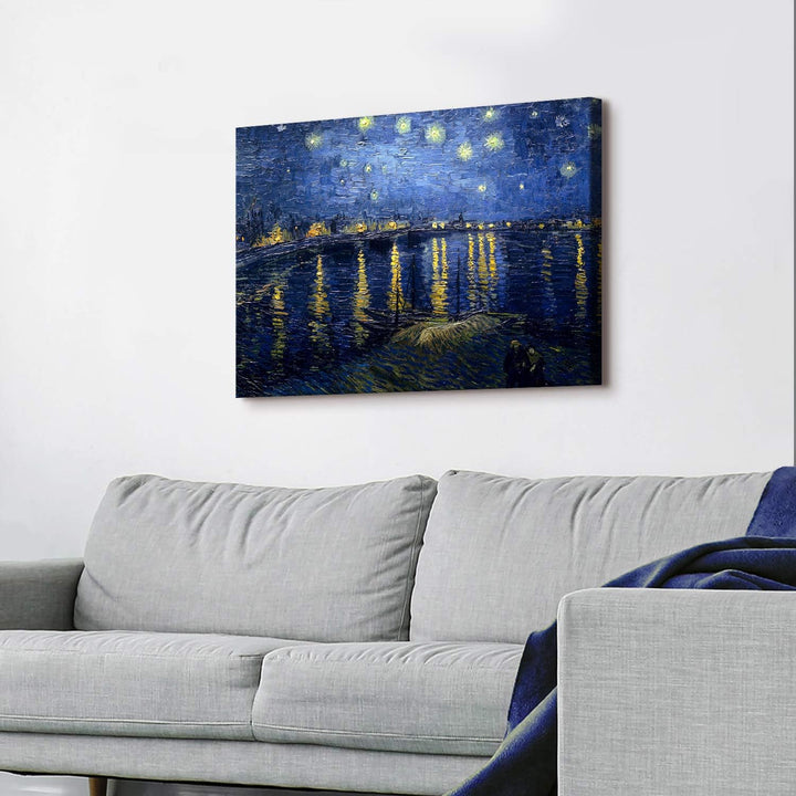 PICANOVA – Vincent Van Gogh Starry Night Over The Rhone 80x60 cm – Bild auf Leinwand – Leinwandbild