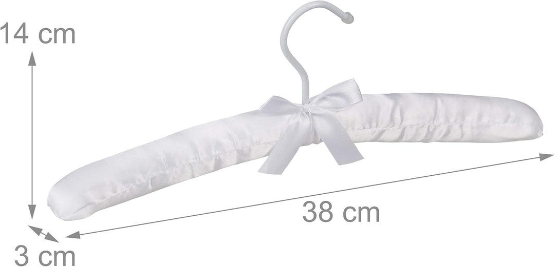 Relaxdays 10 x Kleiderbügel Satin, weich gepolstert, 360° drehbarer Haken, dekorative Schleife, Sati