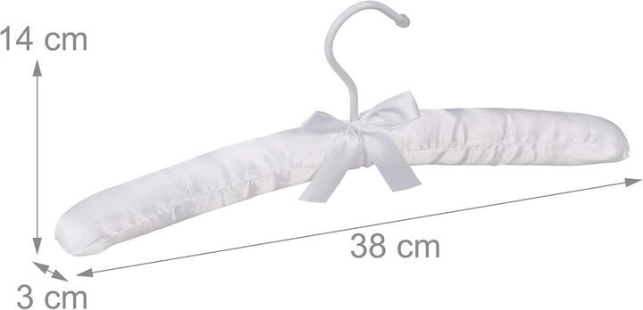Relaxdays 10 x Kleiderbügel Satin, weich gepolstert, 360° drehbarer Haken, dekorative Schleife, Sati
