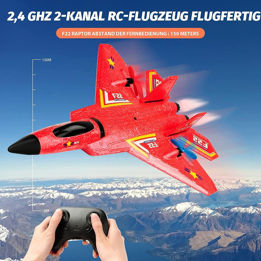 Fremego F-22 RC Flugzeug für Anfänger, 2 Stück 2.4Ghz Ferngesteuertes Flugzeug Raptor Fighter Flugze