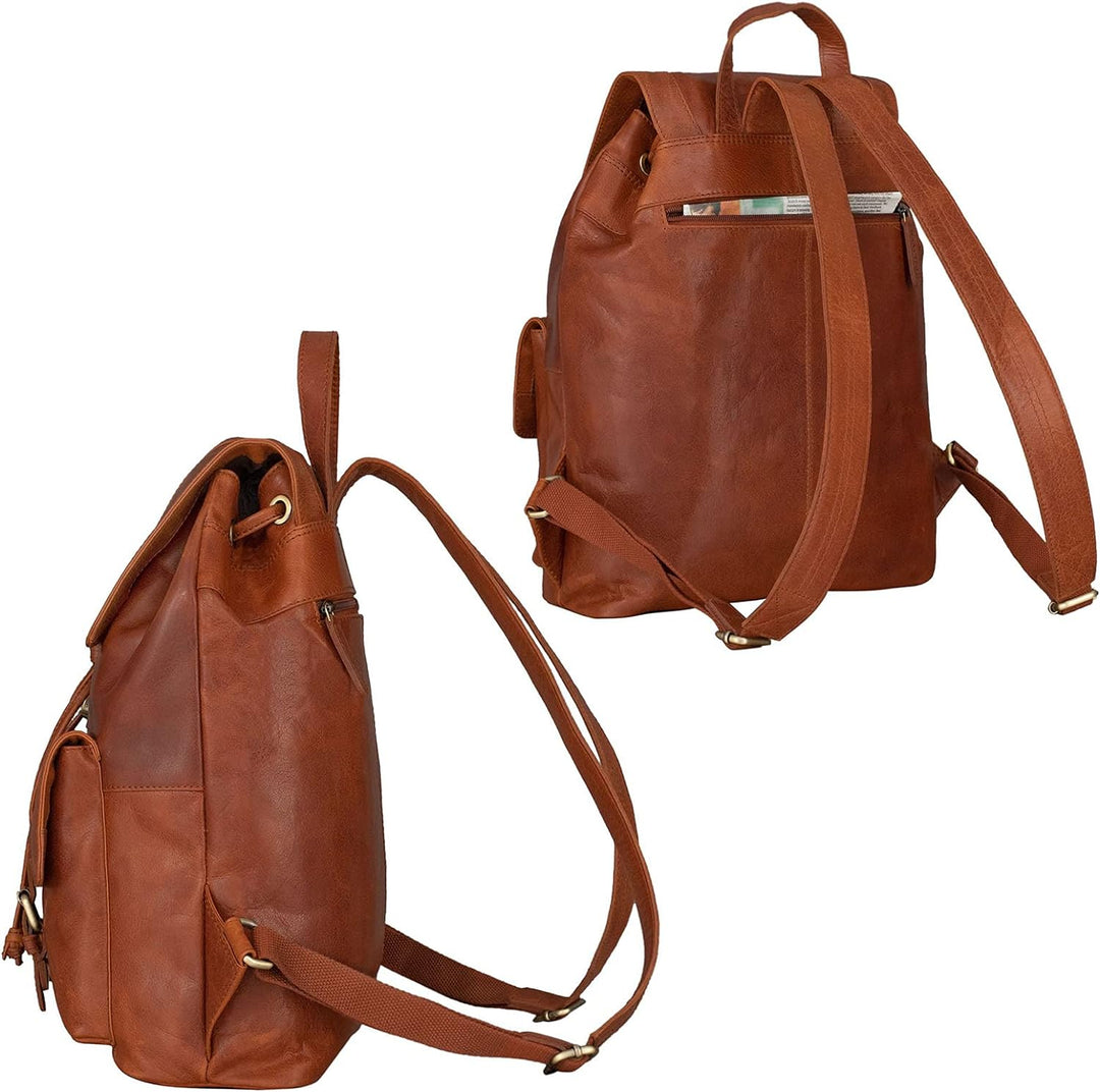 STILORD 'Nora' Grosser Lederrucksack Vintage Hochwertiger Daypack 13.3 Zoll Rucksack-Handtasche für