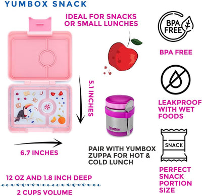 yumbox Snack S Lunchbox - kleine Brotdose mit 3 Fächern | Kinder Bento Box für Kindergarten, Schule