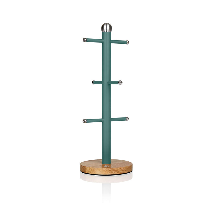 Swan Nordic Tassenhalter für 6 Tassen Kohlenstoffstahl und Sockel aus Bambus Modernes Design, 6 Zwei