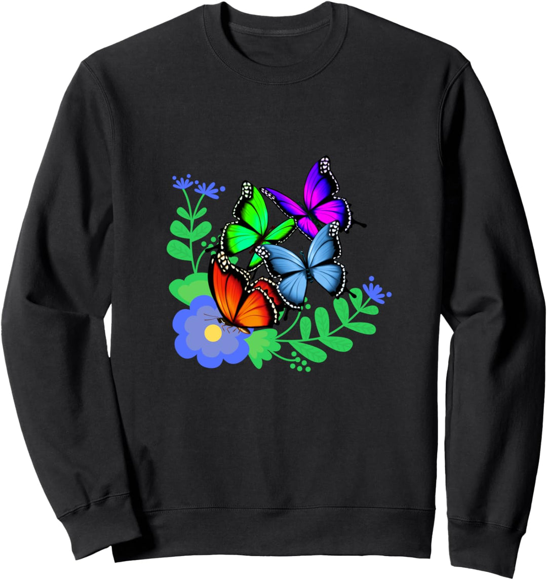 Frühlingsblumen und Schmetterlinge Sweatshirt