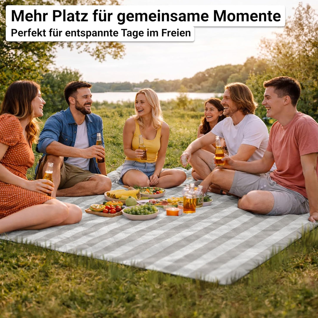 HOEL Picknickdecke 200x200 cm wasserabweisend + isoliert - Strandmatte gepolstert XXL - Picknickdeck