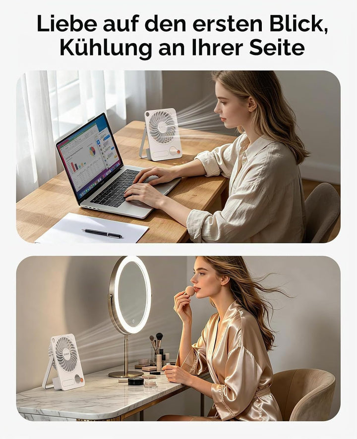 ORICO DoFan USB Tischventilator mit 3200 RPM, 3600mAh Akku &amp; LED Nachtlicht, 180° Flexibler Halterun