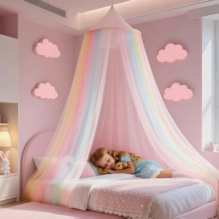 Apritsce Moskitonetz Bett, Betthimmel Mädchen, Regenbogen Baldachin für Doppelbett Einzelbett, Balda