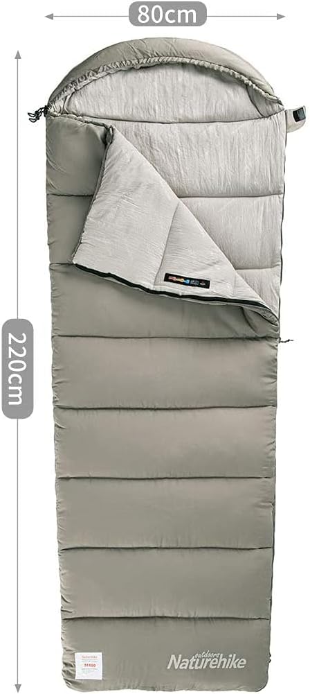 Naturehike Schlafsack mit Kapuze, 3-Jahreszeiten-Schlafsack, Leicht, Tragbar und Spleissbar, Gefüllt
