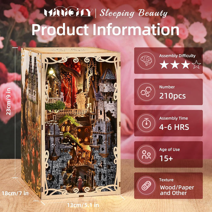 Book Nook Kit DIY Miniatur Kit Buchstütze 3D Holzpuzzle mit Staubschutzhülle für Bastelenthusiasten