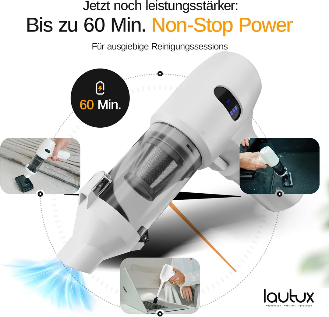 Turbotastic Pro 2 Handstaubsauger – 120W, 18.000Pa, bis 60 Min Laufzeit, HEPA-Filter, LED-Display, 4