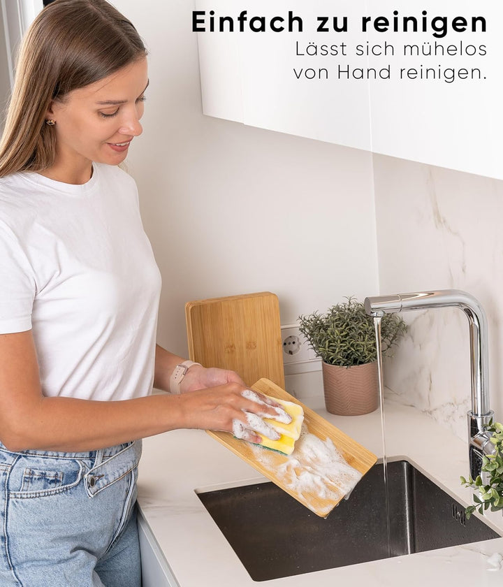 Deco haus Frühstücksbrettchen holz 6er set [0,8cm DICKE] - Schneidebrett holz Klein 23 x 17,5 cm - H