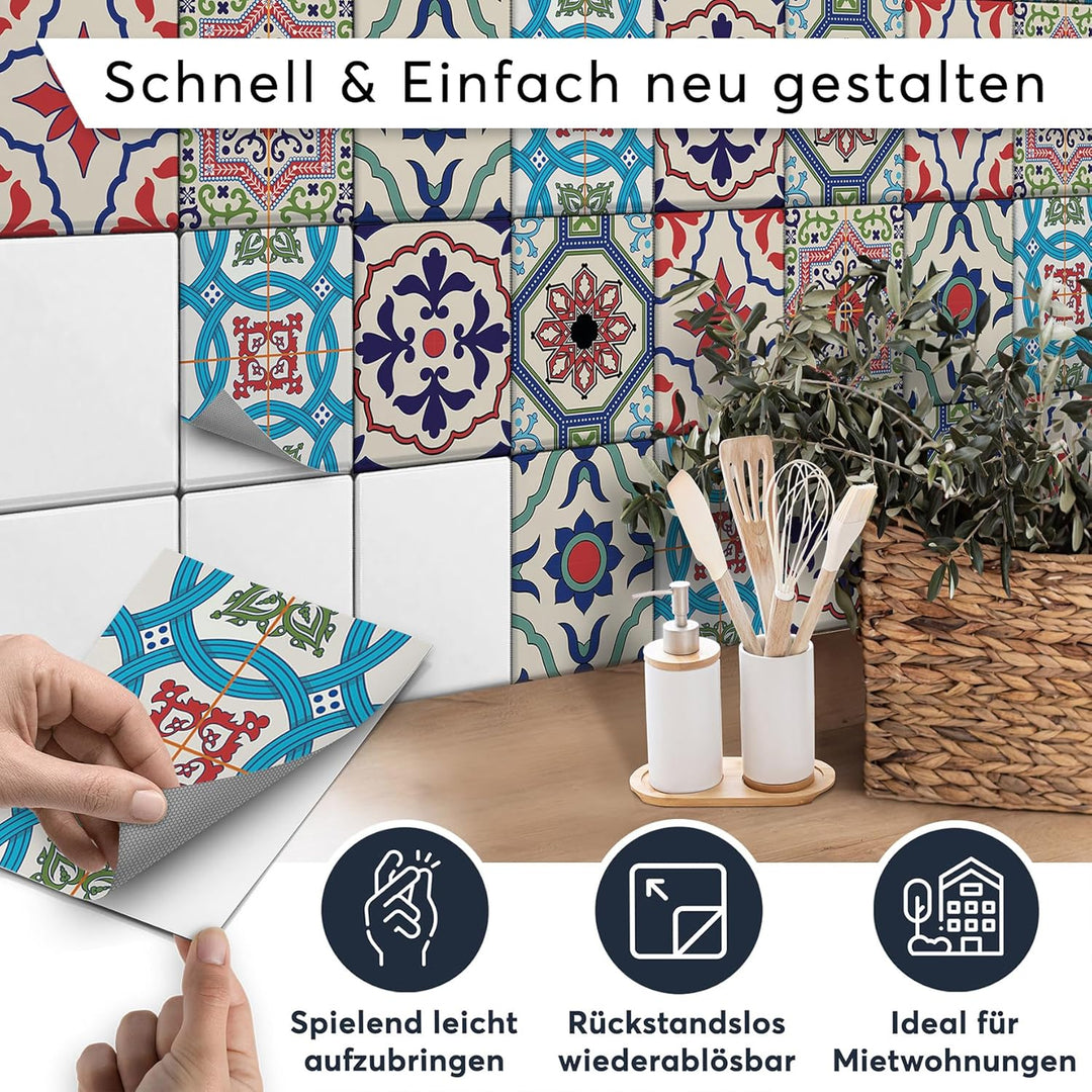 CREATISTO Mosaik-Fliesen Fliesensticker Fliesenfolie - Klebefolie Aufkleber für Wand-Fliesen I Klebe