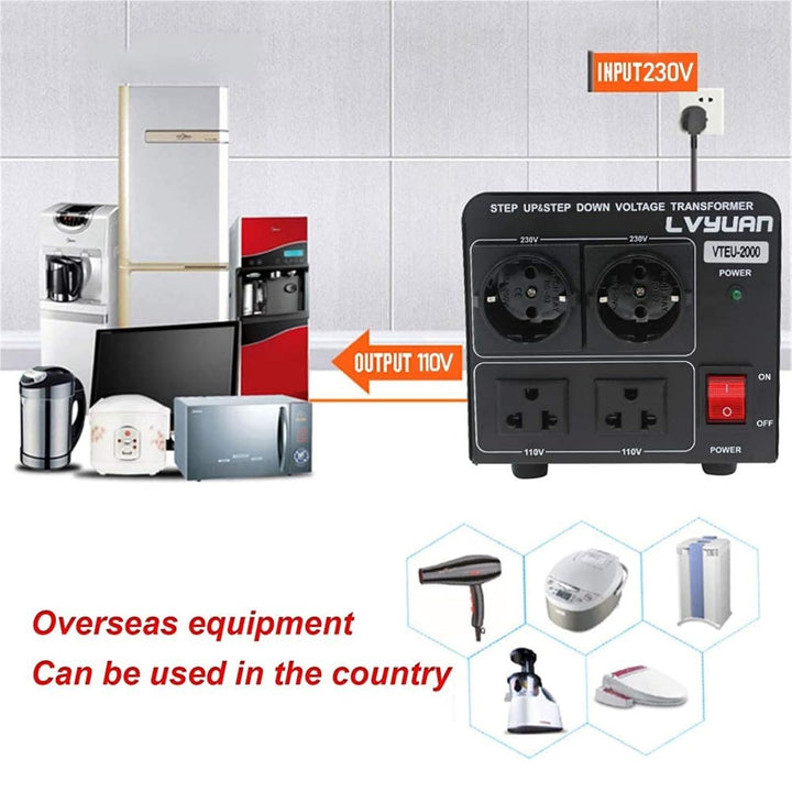 2000VA 110 Volt USA Spannungswandler Ringkern-Transformator 2000 Watt - In: 110V oder 220V / Out: 11