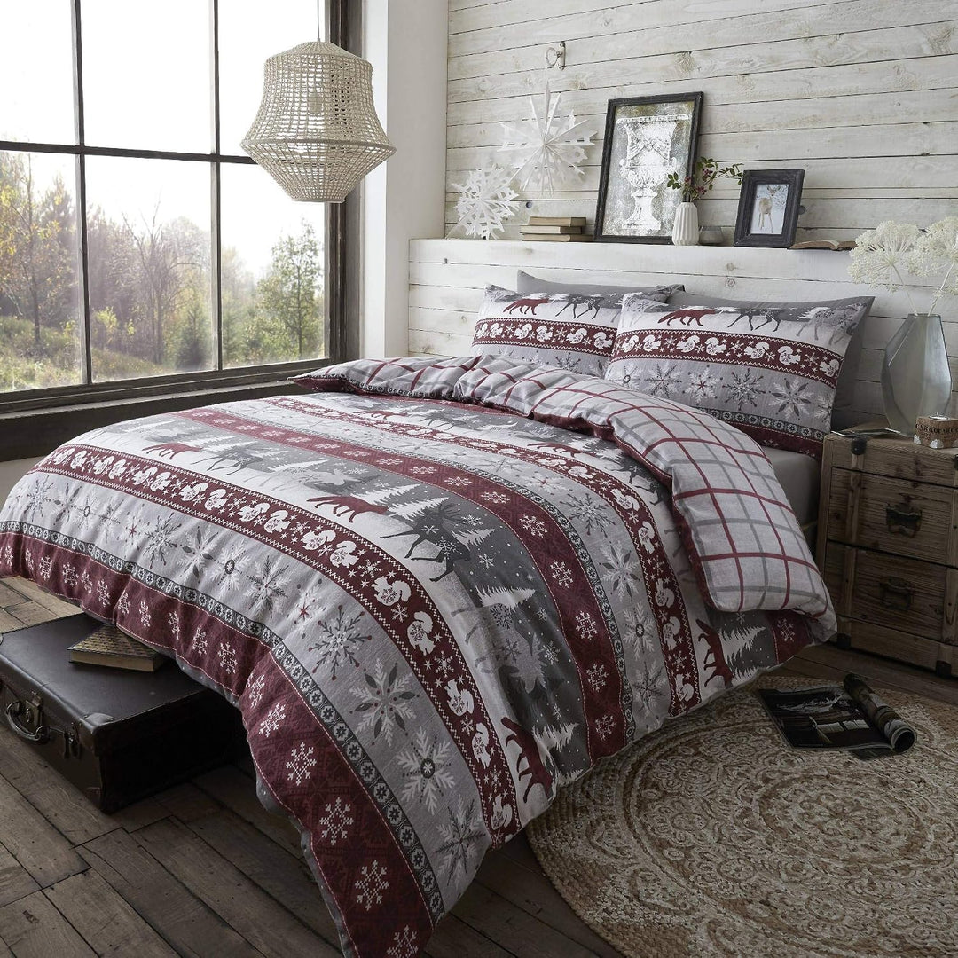 Happy Linen Company Kissenbezüge mit nordischem Motiv - für den Winter - warm &amp; wendbar - 100% anger