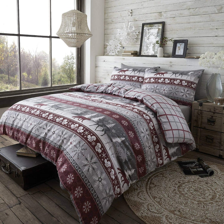Happy Linen Company Kissenbezüge mit nordischem Motiv - für den Winter - warm &amp; wendbar - 100% anger