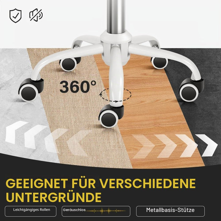 WKWKER Rollhocker mit Rädern Drehhocker mit höhenverstellbarer Rückenlehne PU-Leder-Rollhocker, idea