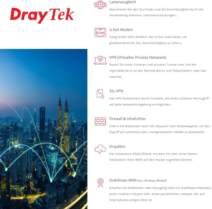DrayTek Vigor 2866Vac - G.Fast Dual-WAN Modem Security VPN Firewall Router, Vigor 2866Vac