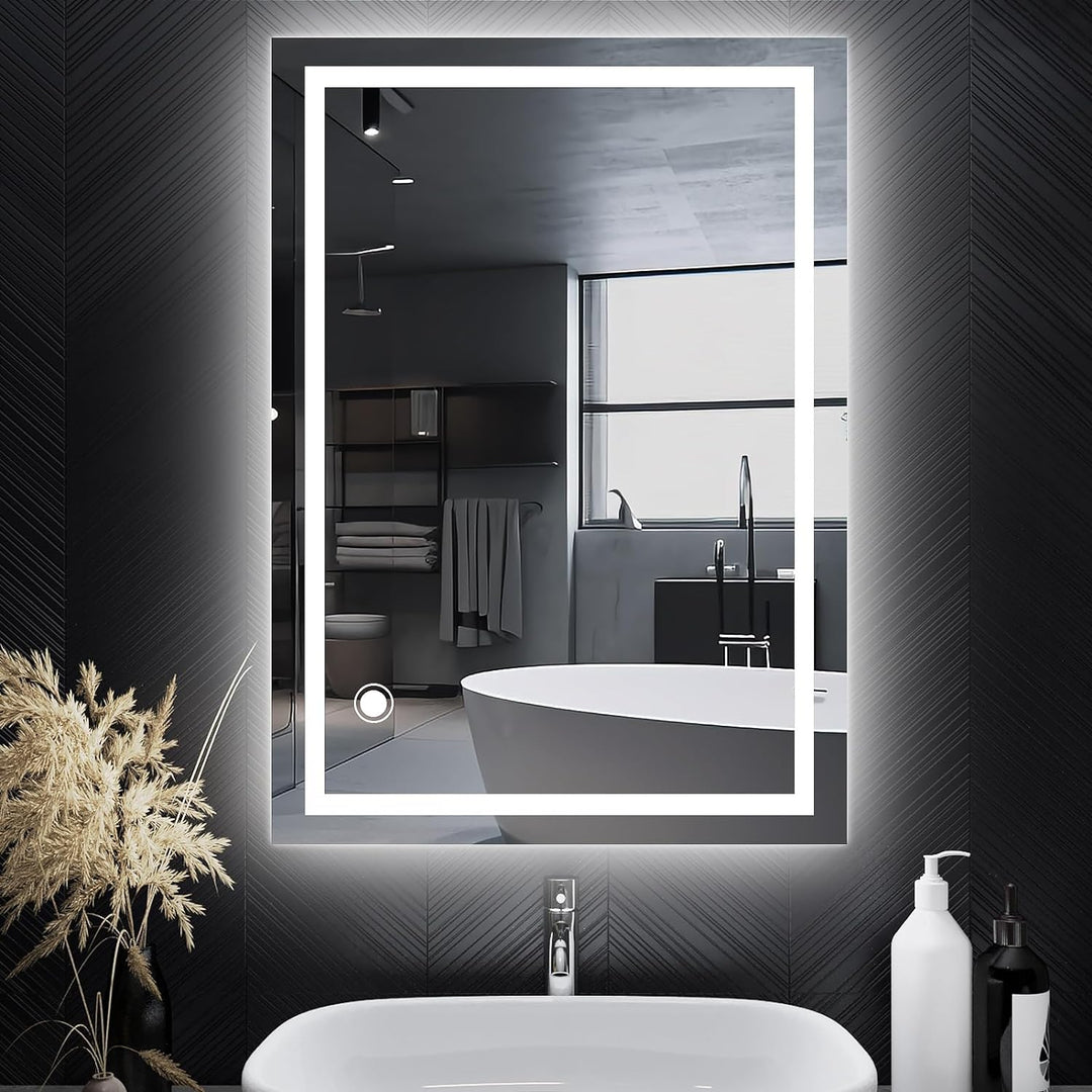 Trintion Badspiegel mit Beleuchtung 50x70cm Badezimmer Wandspiegel LED Badezimmerspiegel Anti-Beschl