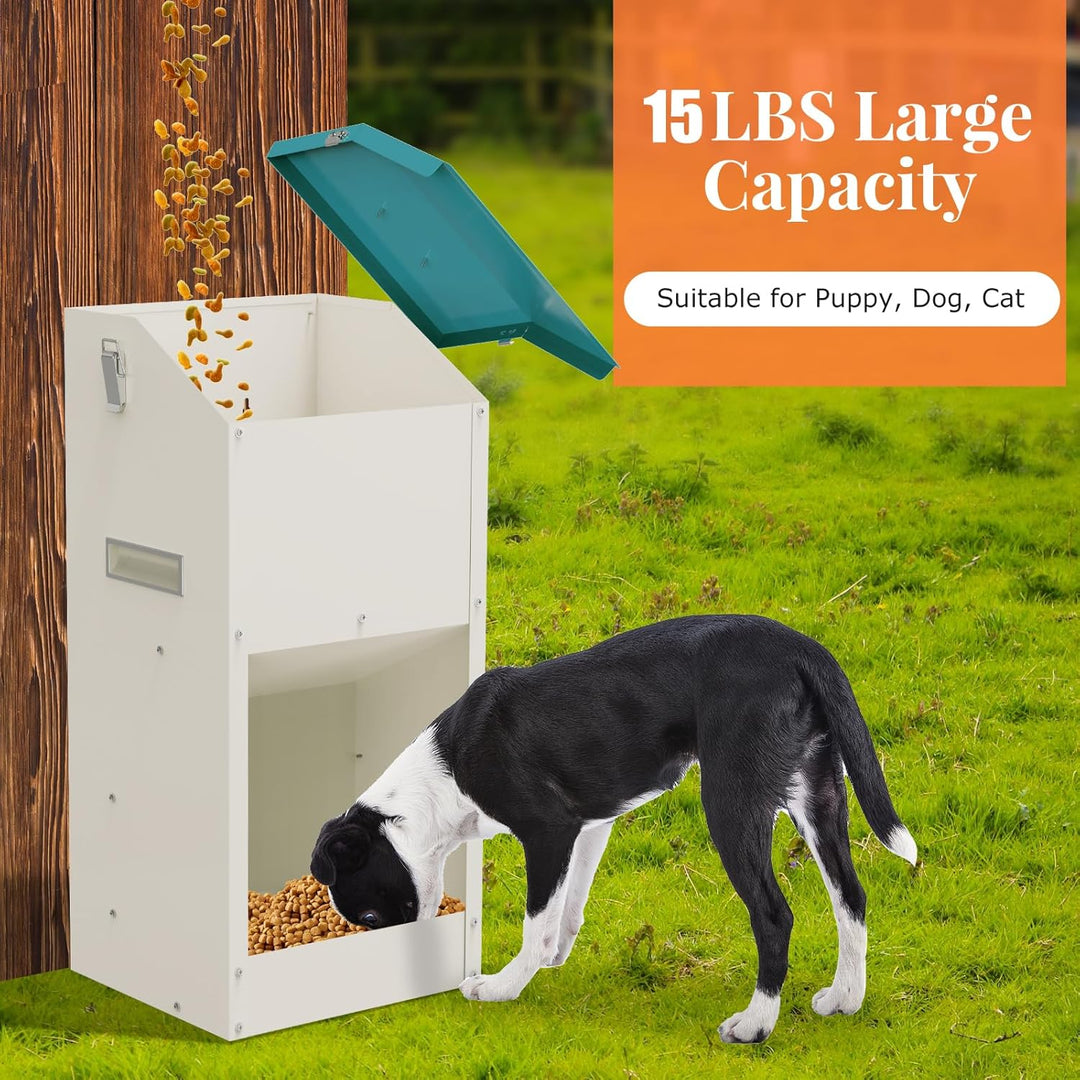 Svaoumu Verzinkter Automatischer Hundefutter-Spender 6 kg Aussen-Schwerkraft-Metallfutter-Spender fü