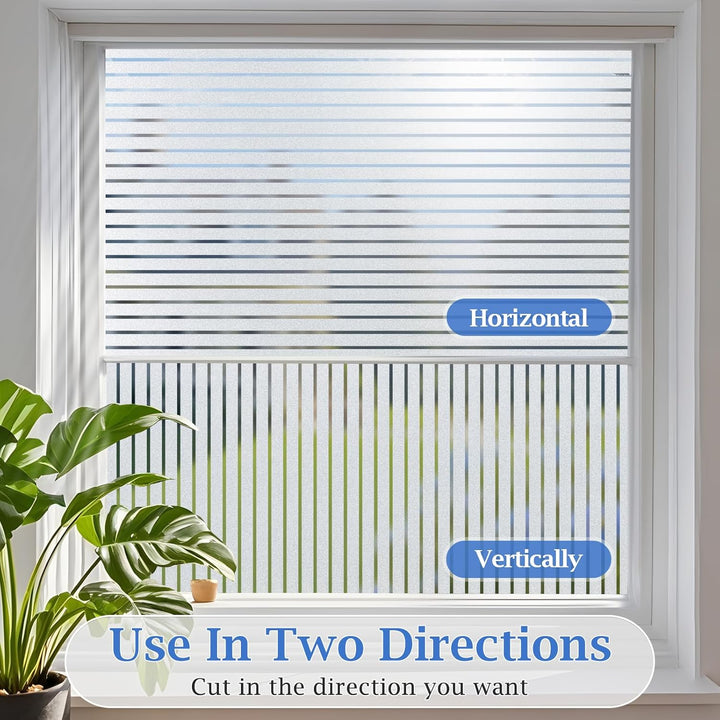 Lifetree Fensterfolie mit Streifen Sichtschutzfolie Selbstklebend Milchglasfolie ohne Klebstoff Funk