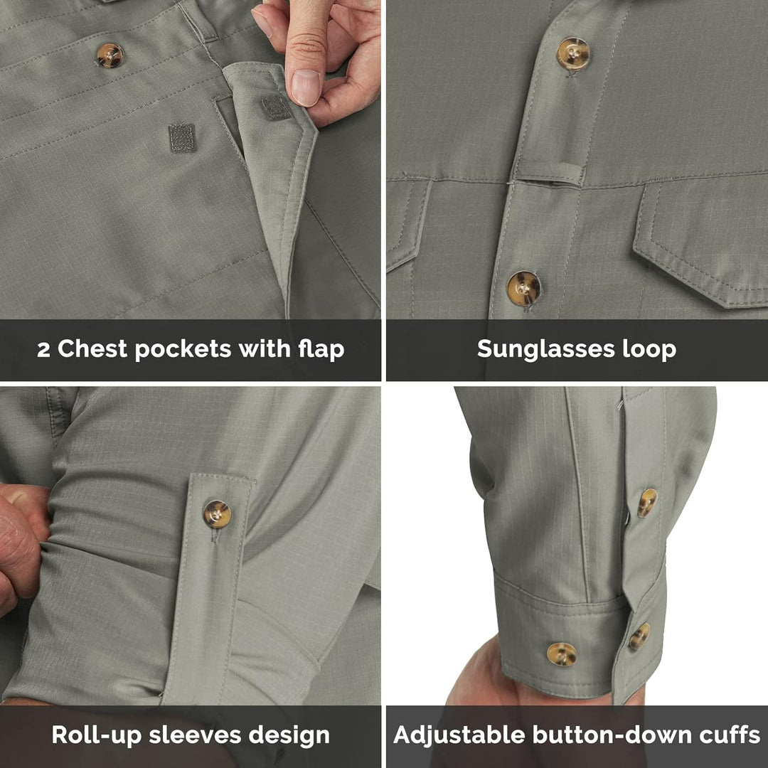 Outdoor Ventures Hemd Herren Freizeithemd Langarm Outdoor Shirt Atmungsaktive Schnell Trocknende Fun