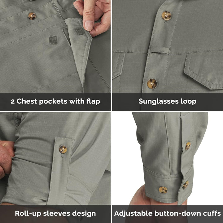 Outdoor Ventures Hemd Herren Freizeithemd Langarm Outdoor Shirt Atmungsaktive Schnell Trocknende Fun