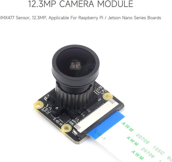 Waveshare IMX477-160 12.3MP Camera with 160°FOV 4056 × 3040 Resolution for Jetson Nano Developer Kit