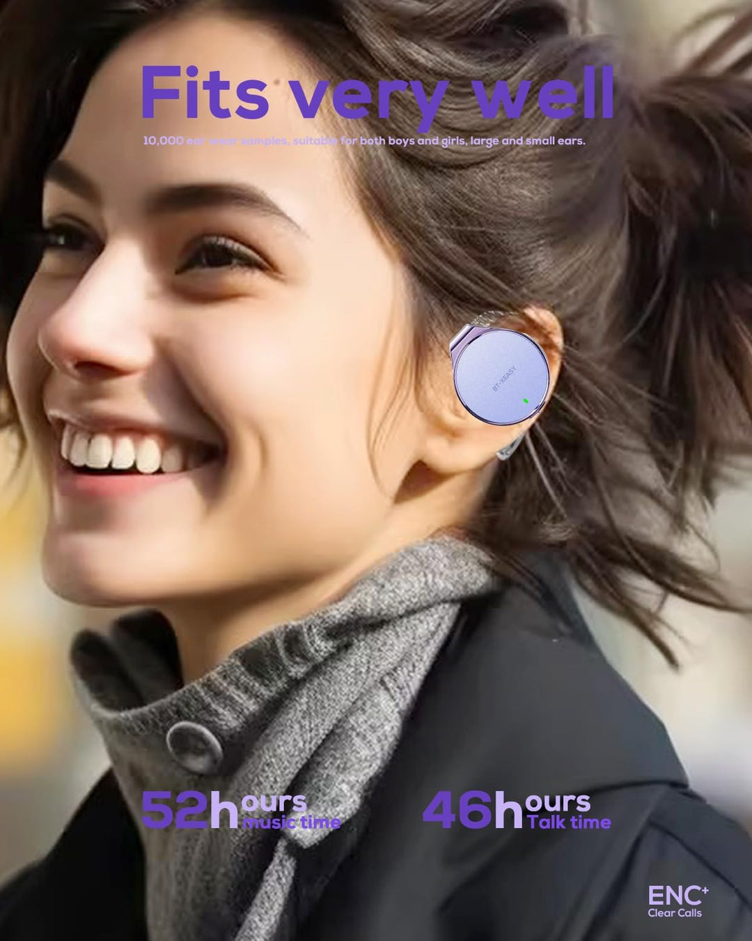 On Ear Kopfhörer Bluetooth 5.4, Open Ear Kopfhörer Kabellos Bluetooth Geräuschunterdrückung, Wassert