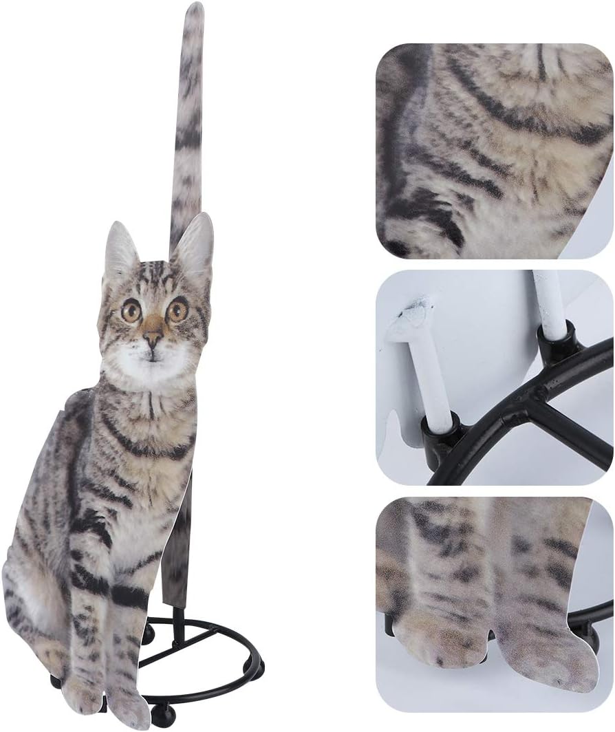 Hemoton Stehender Rollenhalter Küchenpapierhalter Grau Katze Figur Eisen Kunst Toilettenpapierhalter