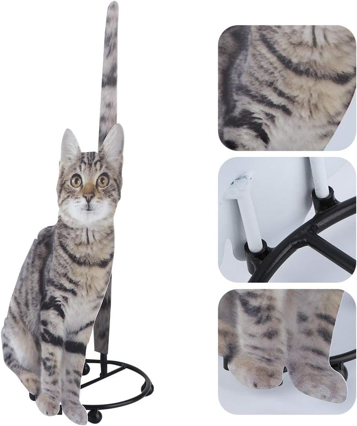 Hemoton Stehender Rollenhalter Küchenpapierhalter Grau Katze Figur Eisen Kunst Toilettenpapierhalter