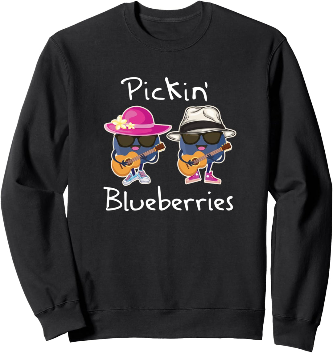 Cute Kawaii Anime Guitar Playing Blueberries in Sunglasses Sweatshirt