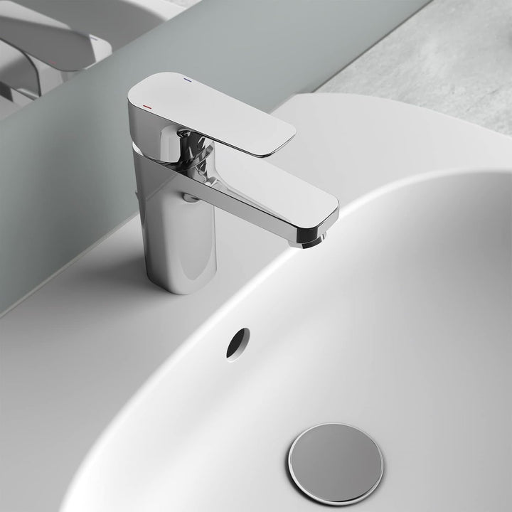Ideal Standard BC560AA Ceraplan III Slim Waschtischarmatur, Chrom Auslaufhöhe 92mm mit Ablaufgarnitu