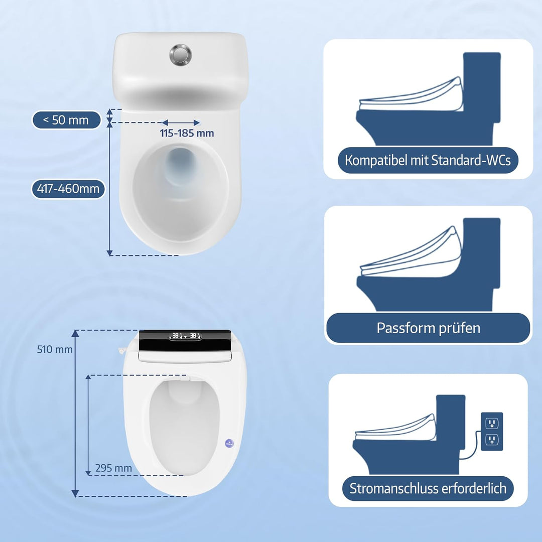 Japanische Toilette, Dusch WC Aufsatz – Smart Toilet mit Bidet, beheizbarer Toilettenbrille, Trocknu