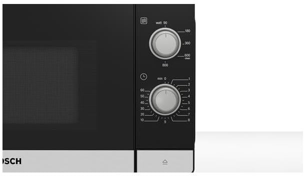 Bosch FFL020MS2 Serie 2 Mikrowelle, 26 x 44 cm, 800 W, Drehteller 27 cm, Türanschlag Links, Reinigun