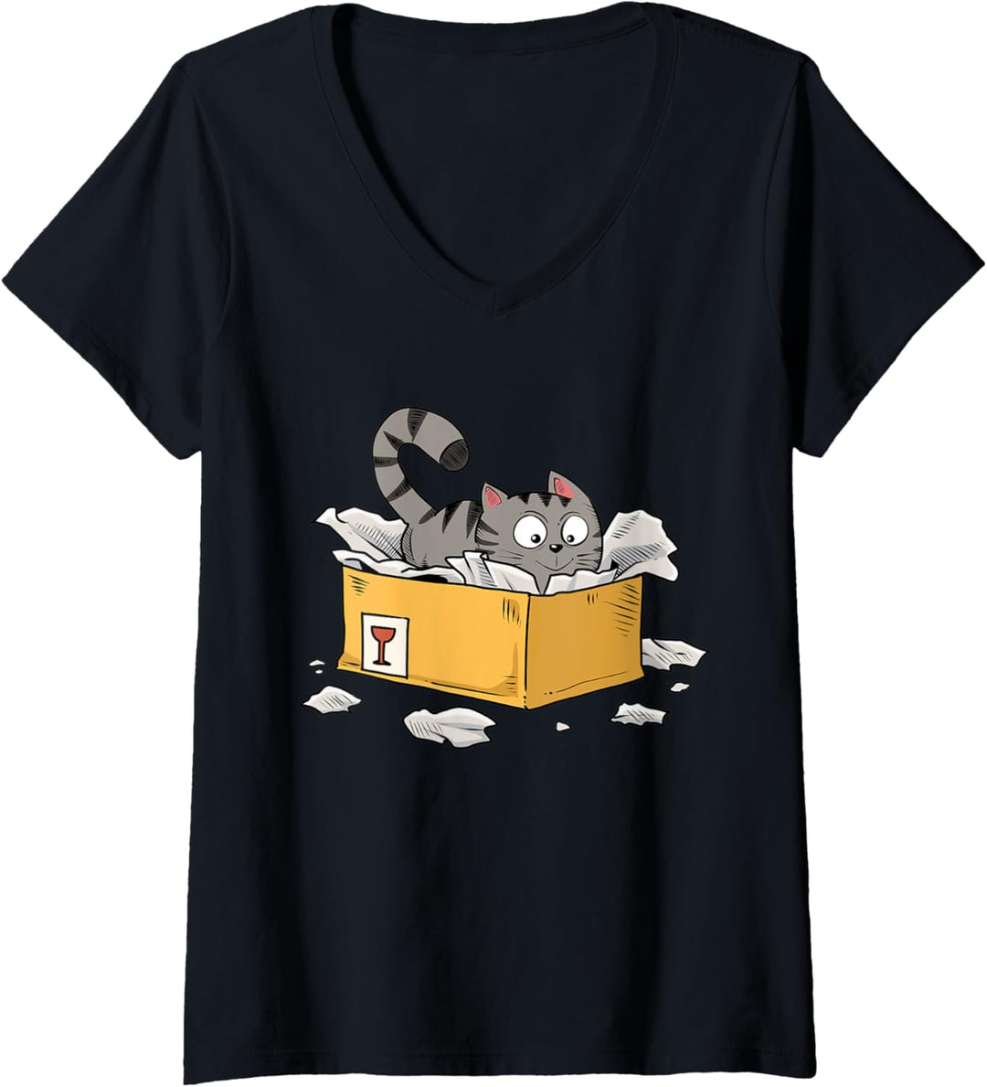 Damen Lustiges Katzen kätzchen T-Shirt mit V-Ausschnitt
