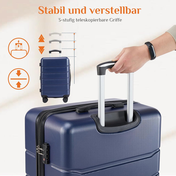 Sweetcrispy Kofferset 3 Teilig Hartschale-Reisekoffer Set ABS+PC Erweiterbar, TSA Schloss, Leise 360