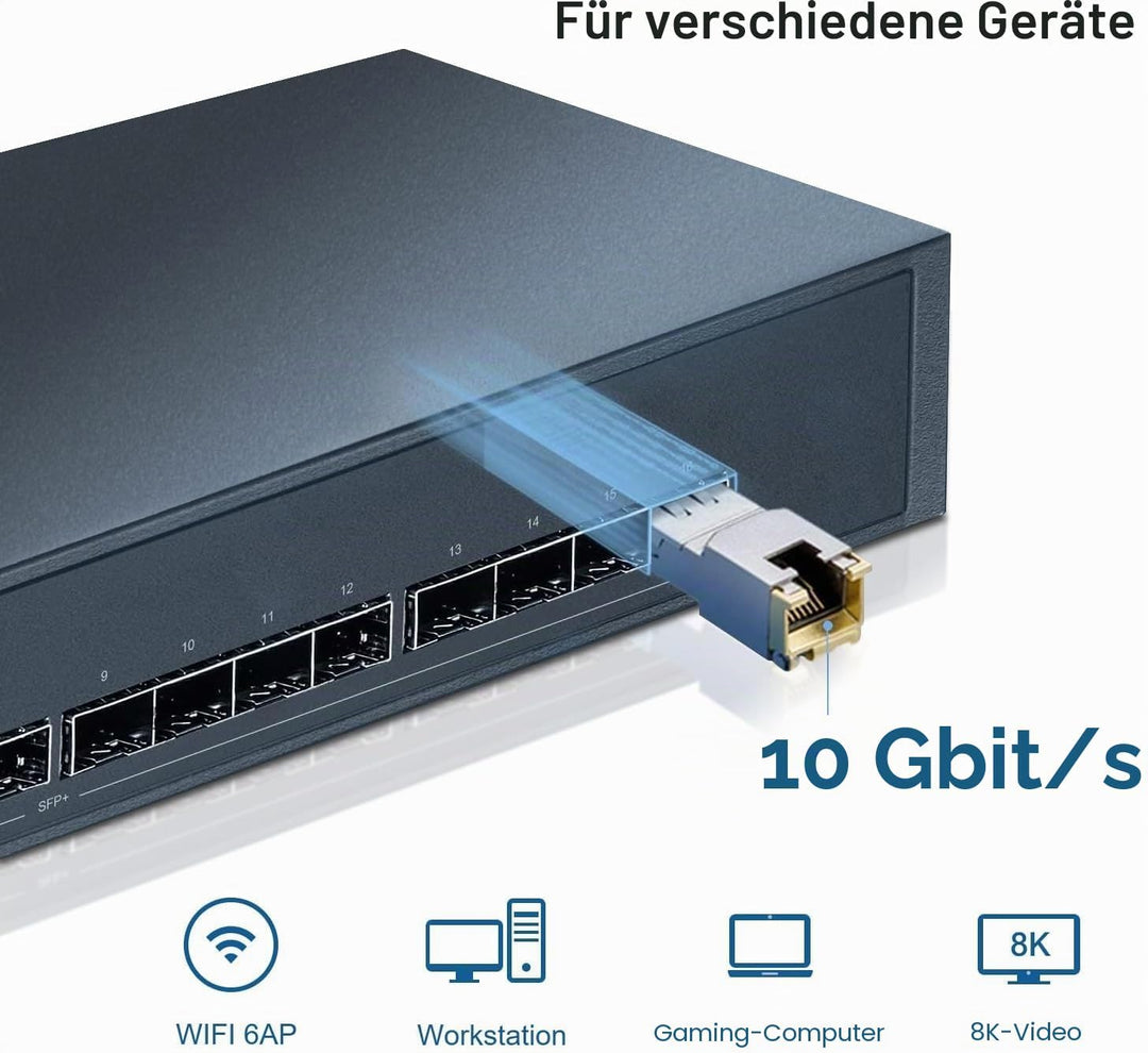 SFP+ auf RJ45 Modul, 10Gbase-T SFP+ Mini Gbic Transceiver, kompatibel mit Cisco SFP-10G-T-S, Meraki,
