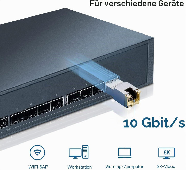 SFP+ auf RJ45 Modul, 10Gbase-T SFP+ Mini Gbic Transceiver, kompatibel mit Cisco SFP-10G-T-S, Meraki,
