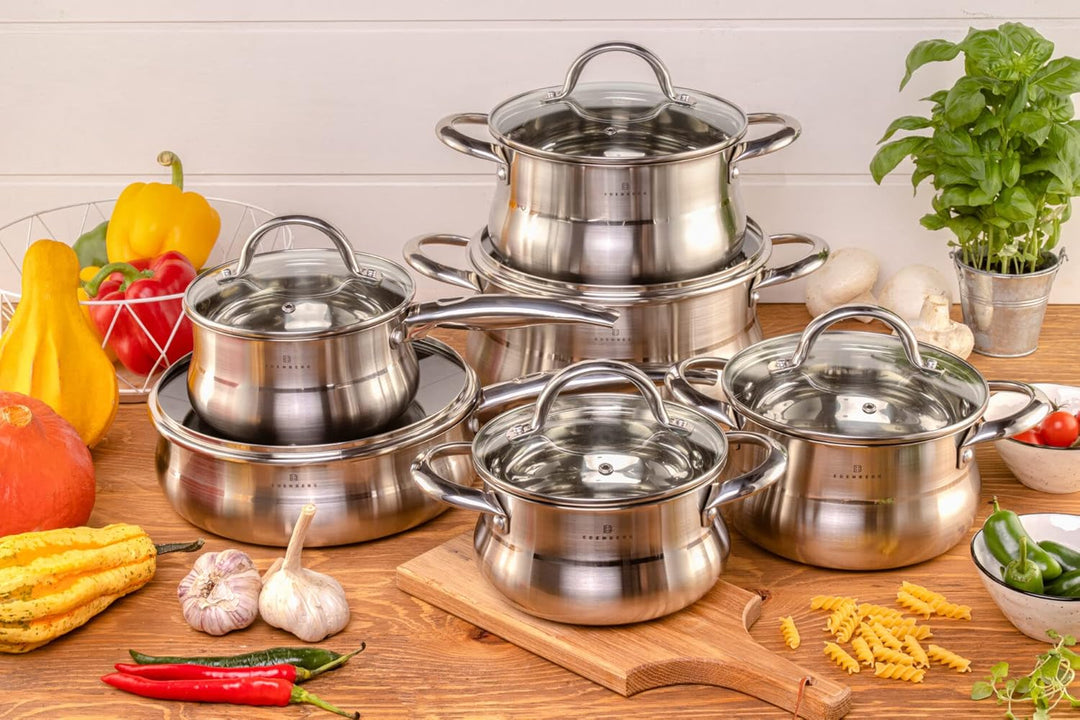 EDENBERG 12-tlg Topfset Induktion, Töpfe & Pfannen beschichtet, Kochtopf Set | induktions Töpfe Set,