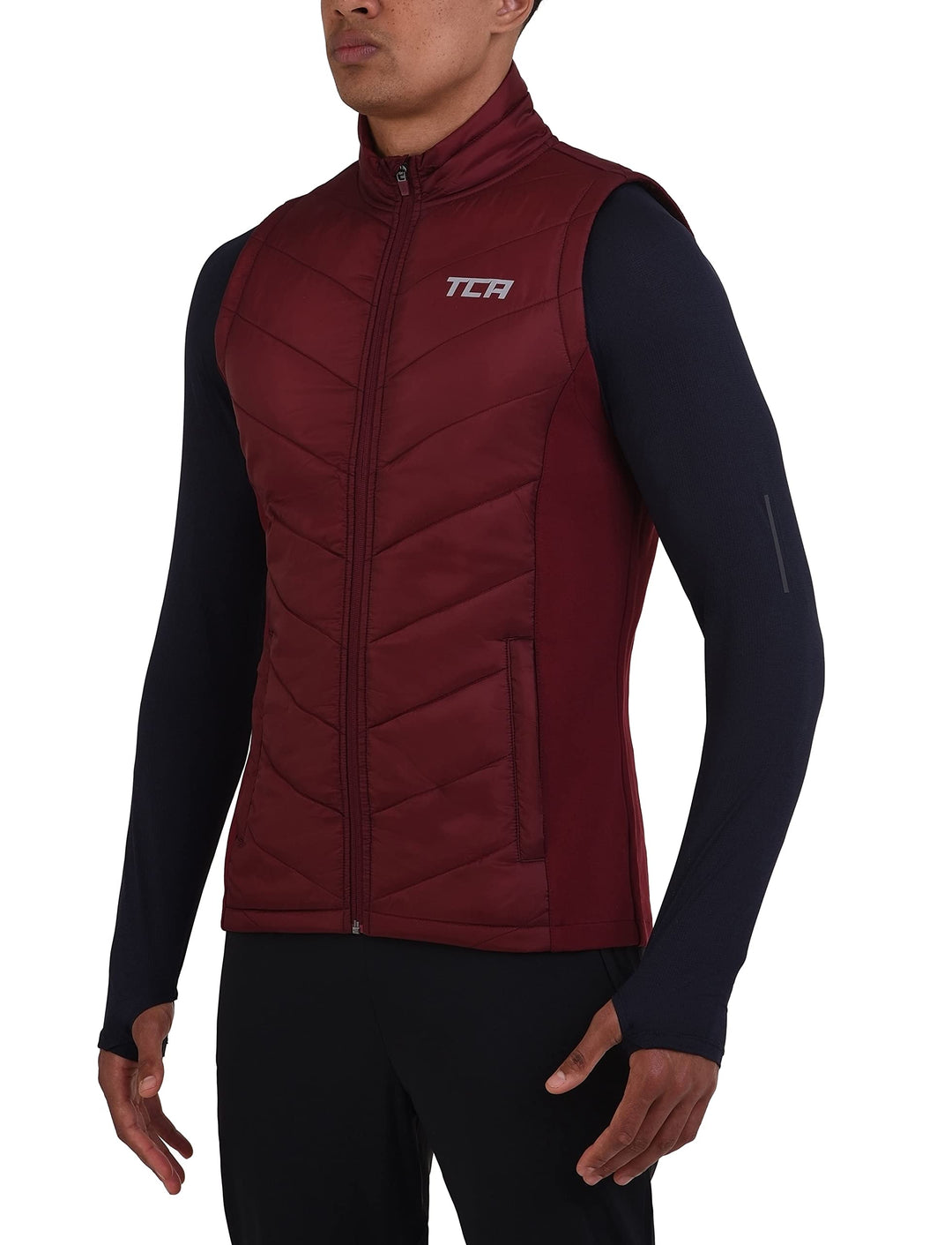 TCA Herren Excel Runner Leichte und gepolsterte Weste mit Reissverschlusstaschen M Cabernet, M Caber
