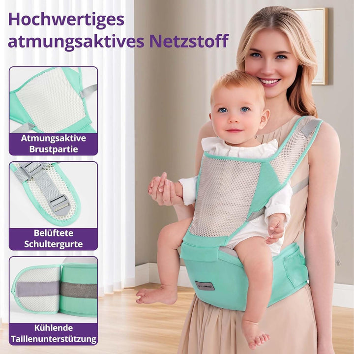 Ergonomische Babytrage mit Verstellbarem Gurt - 6-in-1 Neugeborenen-Kleinkind-Tragetuch, Atmungsakti