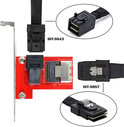 ChenYang CY Mini SAS SFF-8087 PCI-Express 4.0 auf SFF-8643 SAS HD PCBA Buchse Adapter mit Halterung