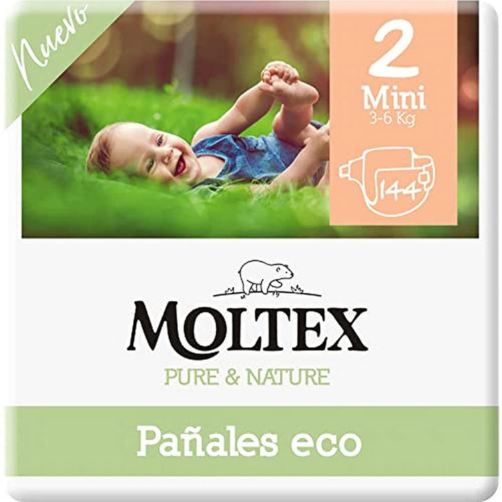 Moltex Pure & Nature Ökologische Windeln Grösse 2 (3-6 kg) - 144 Windeln, Die Verpackung kann variie