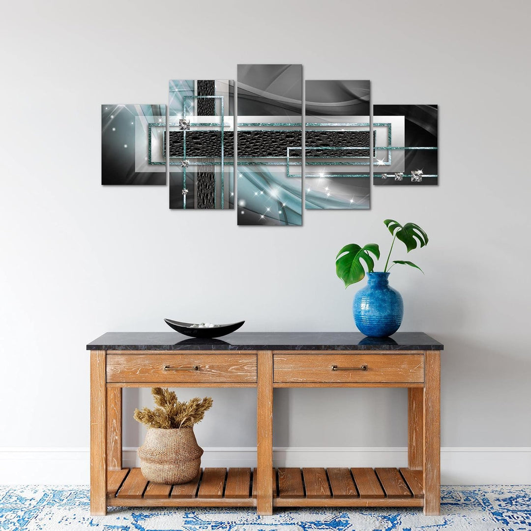 Runa Art Wandbilder Abstrakt 5 Teilig Bild auf Vlies Leinwand Deko Wohnzimmer Schlafzimmer Diamant G