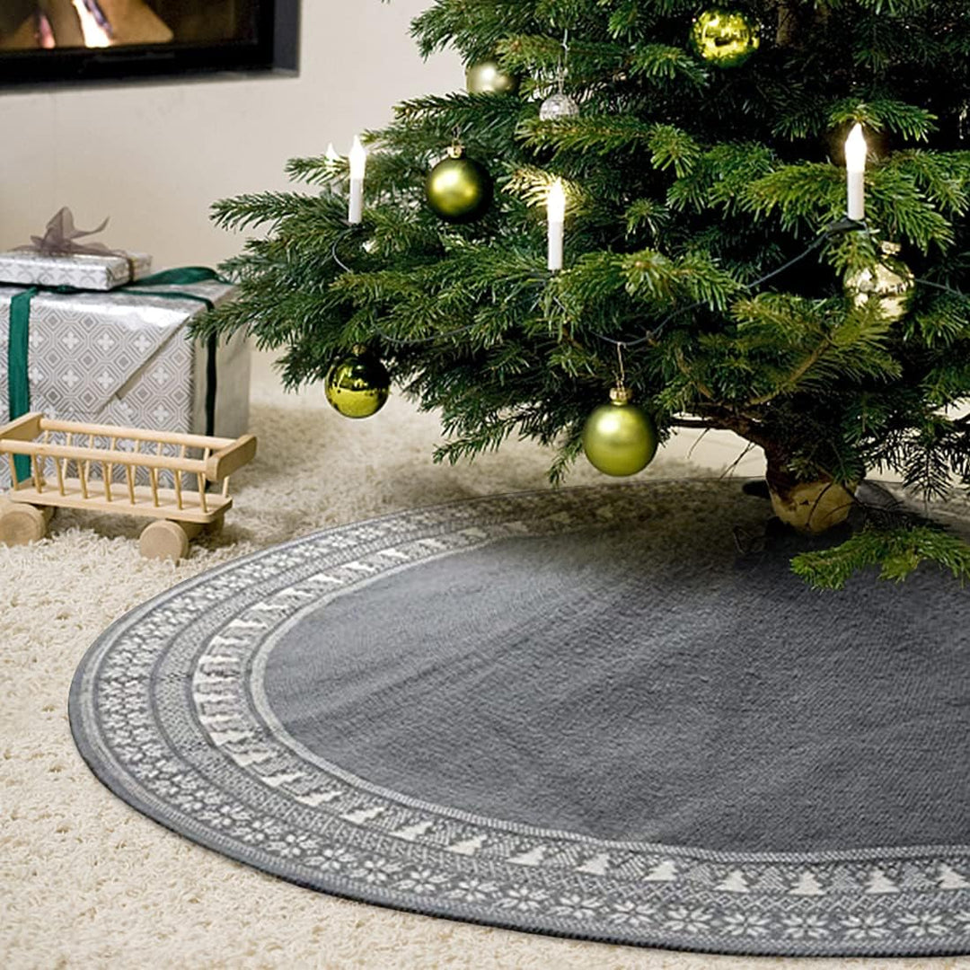 Dremisland Grosse Weihnachtsbaum Rock, 122cm Gestrickter Weihnachtsbaumdecke, Schneeflocken Baum Roc