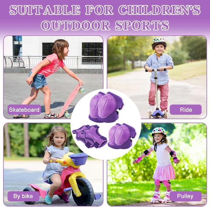 Skateboard-Protektoren für Kinder, 6-in-1 für Skateboarding, Rollschuhlaufen und Radfahren (lila)