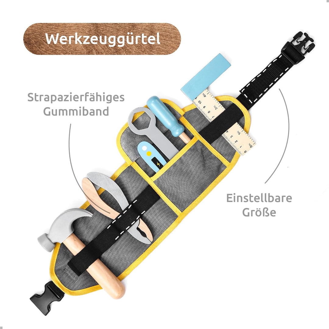 UMU® Kinder Holz Werkzeug Spielset mit Bohrmaschine, Säge, Schrauben, Hammer u. v. m., Spielzeug Wer