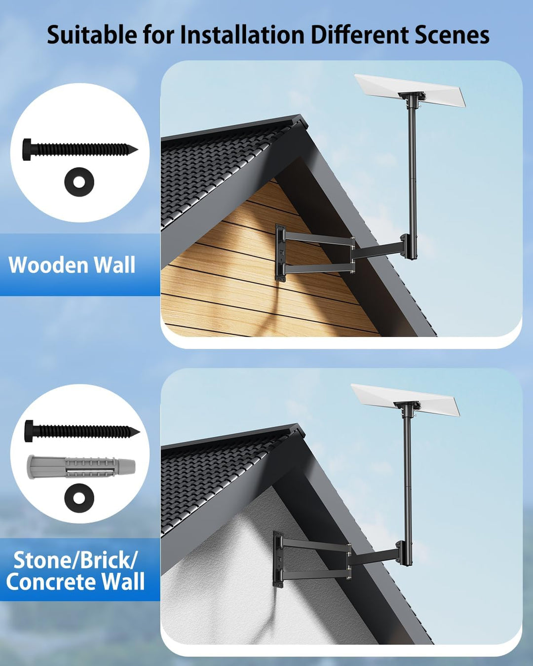 Starlink Gen 3 Wandhalterung, 360° Einstellbare V3 Halterung with 755mm Langem Arm, Verstellbaren Ma
